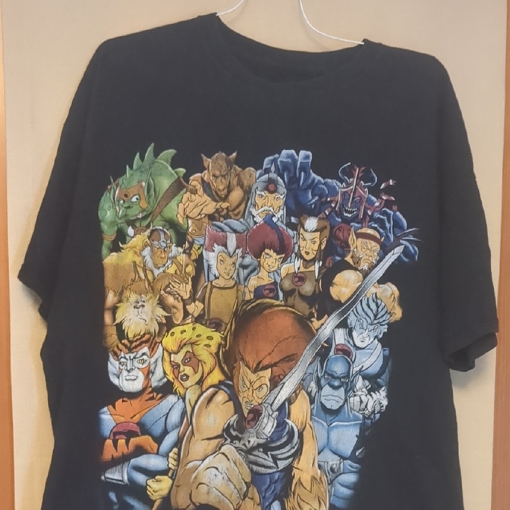 Thundercats Entire Characters Vintage Cartoon Black Graphic T-Shirt Size 2XL